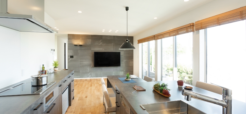 施工事例のスライド キッチンの写真